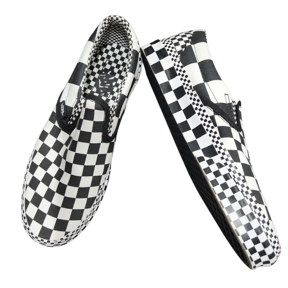 Vans Classic Checkered Slip-Ons in Black and White - Picture 2 of 5